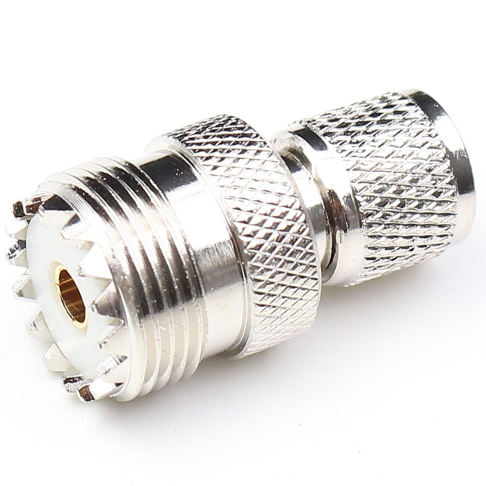 ANHAN Mini UHF Male to UHF Female Connector Pl259 Coax Adapters UHF to Mini uhf Coaxial Adapter SO239 RF Adapter 2Packs