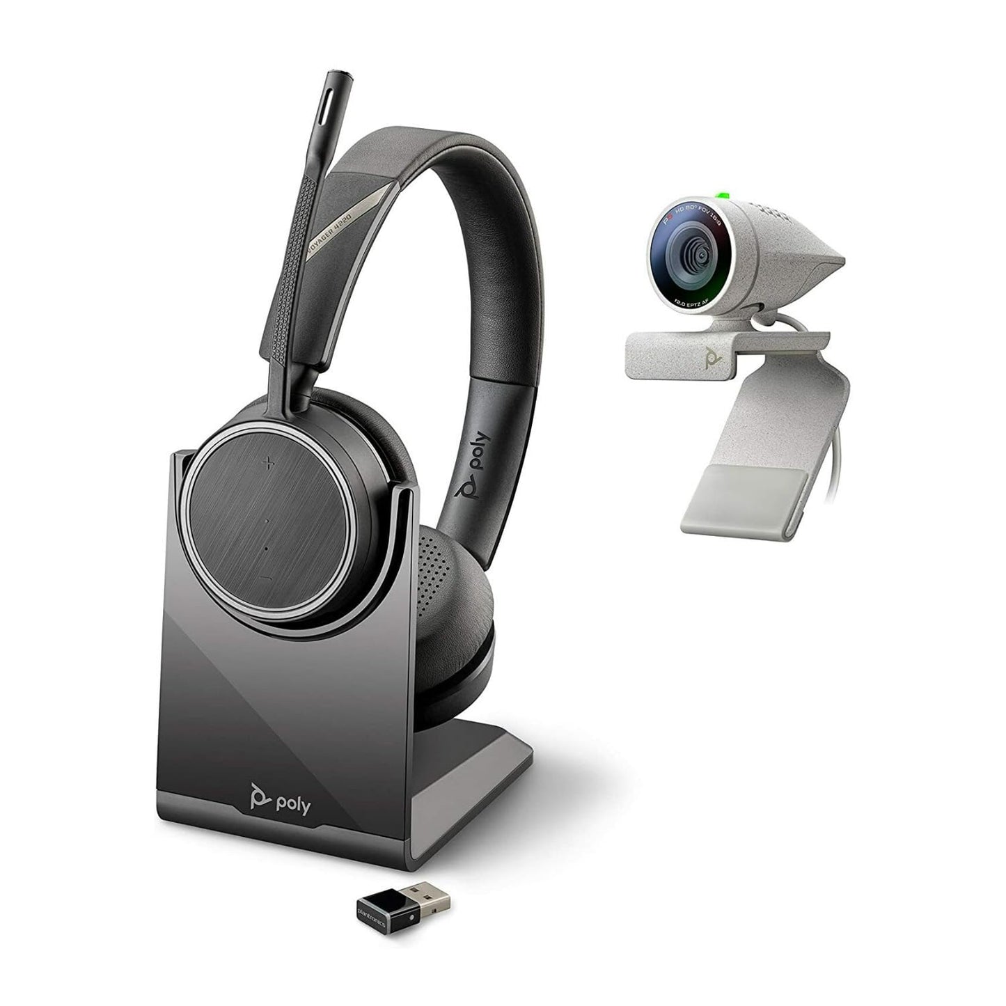 Plantronics Poly - Studio P5 Webcam with Voyager 4220 UC Headset Kit Polycom - 1080p HD Professional Video Conferencing Camera & Stereo Bluetooth