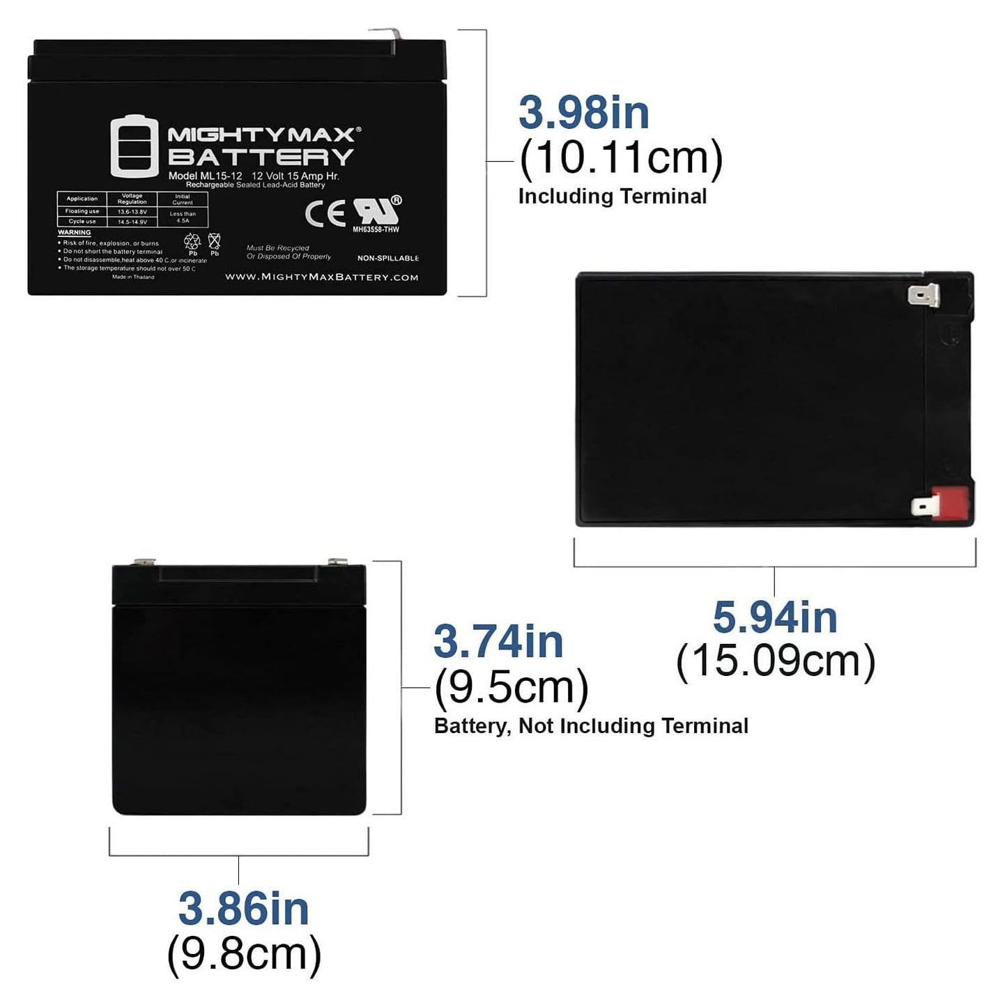 Mighty Max Battery ML15-12 - 12V 15AH SLA Battery