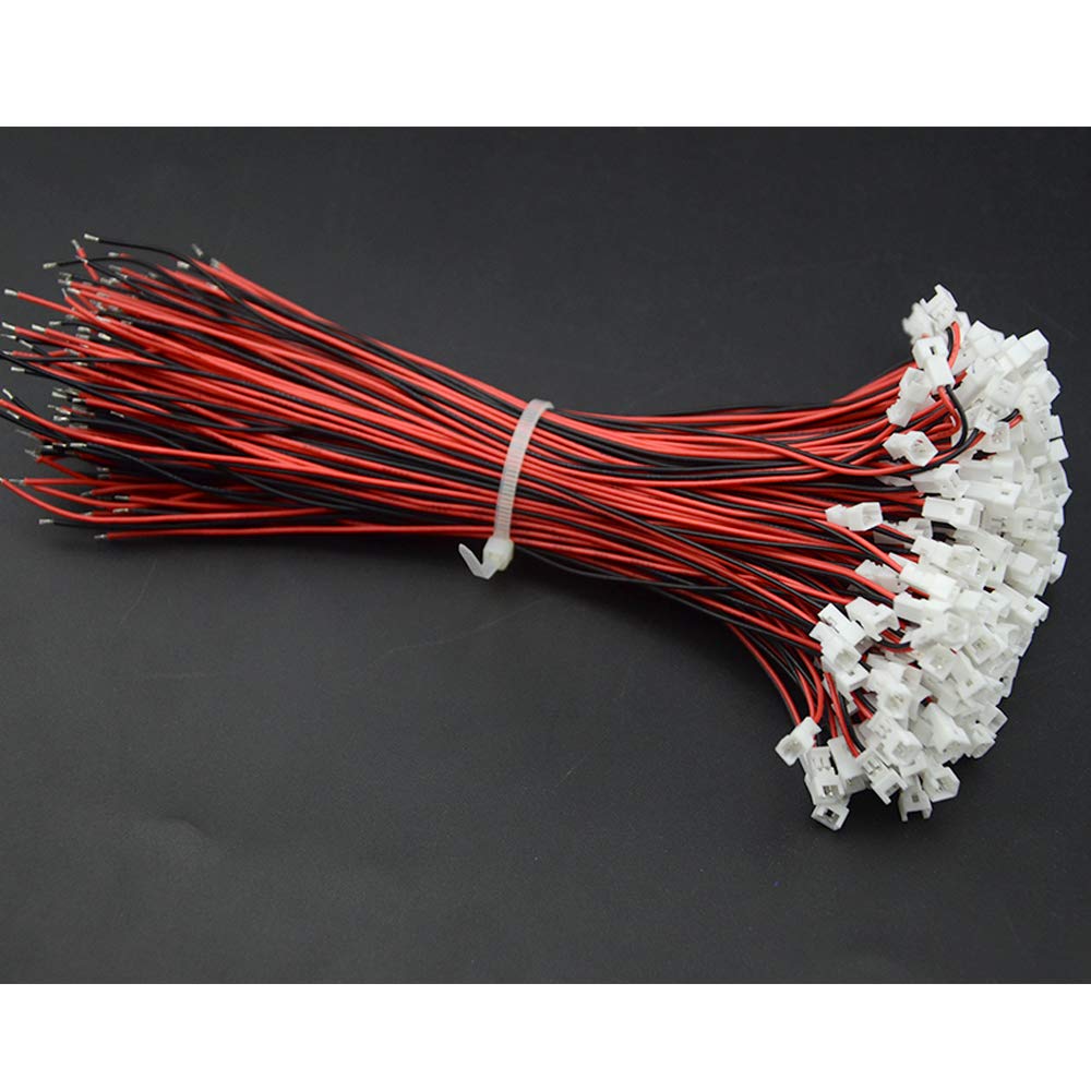 XINGYHENG 100Pcs (50 Pairs) 1.25mm 2PIN Female and Male Connecting Plug with Red Black Terminal Connector Wire Cable Compatible with JST Connector