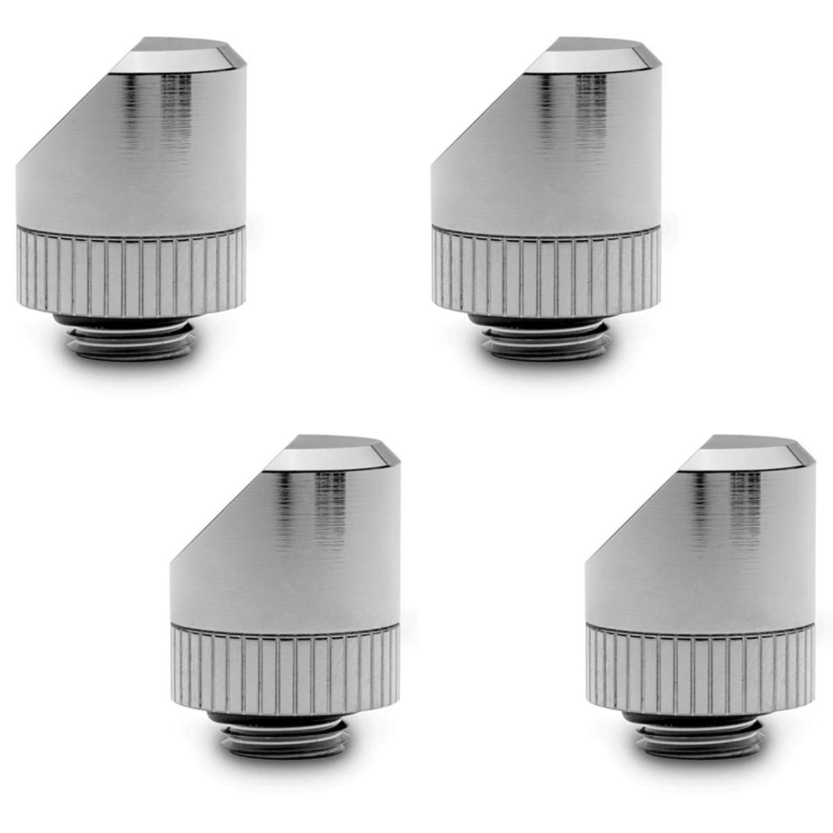 EKWB EK-Torque 45 Degree Angled Rotary Fitting, Nickel, 4-Pack