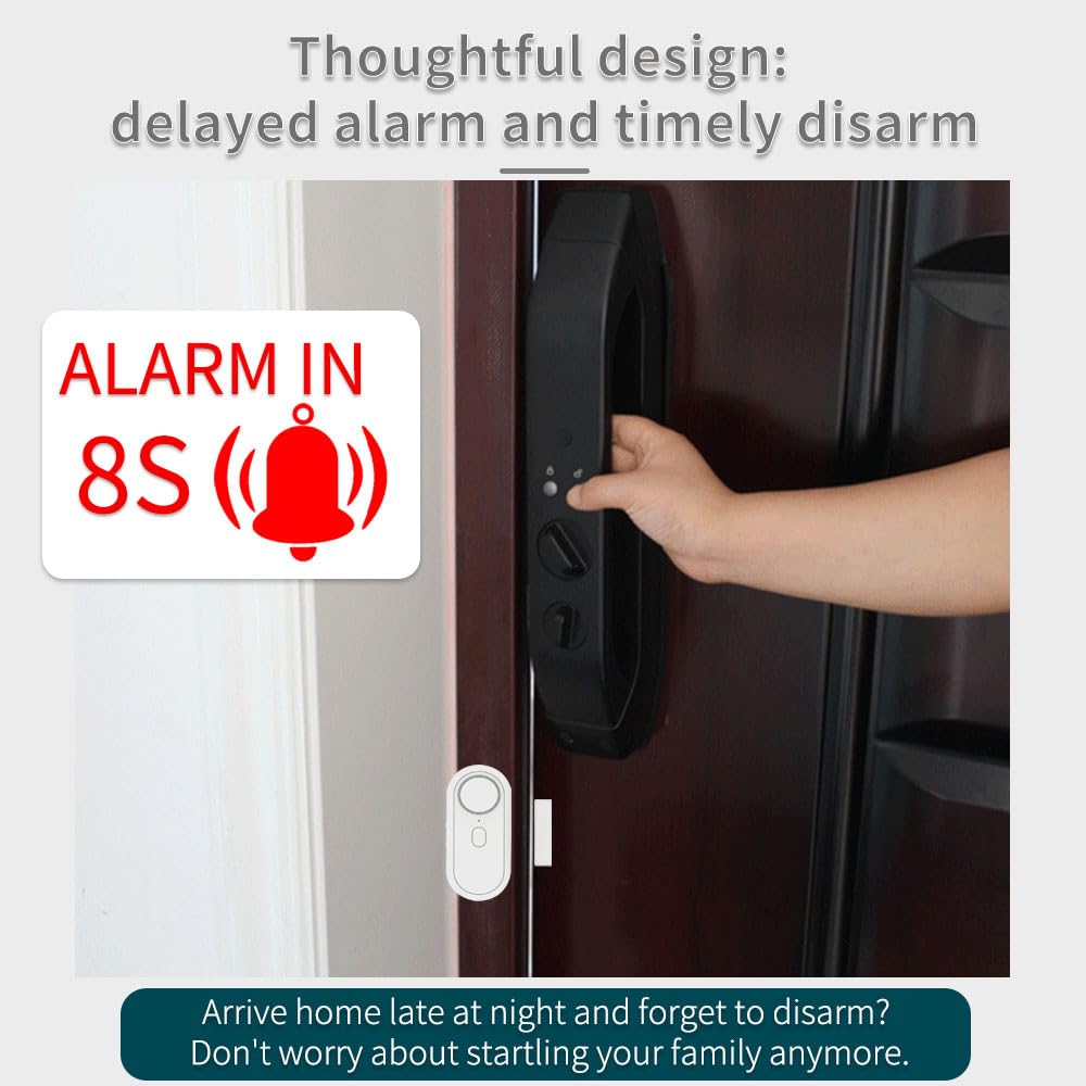 120dB Door Window Alarm - 6 Modes Burglar Alarm & Doorbell Chime, Magnetic Sensor Door Alarm When Opened, Wireless Home Security Alarm for Kids