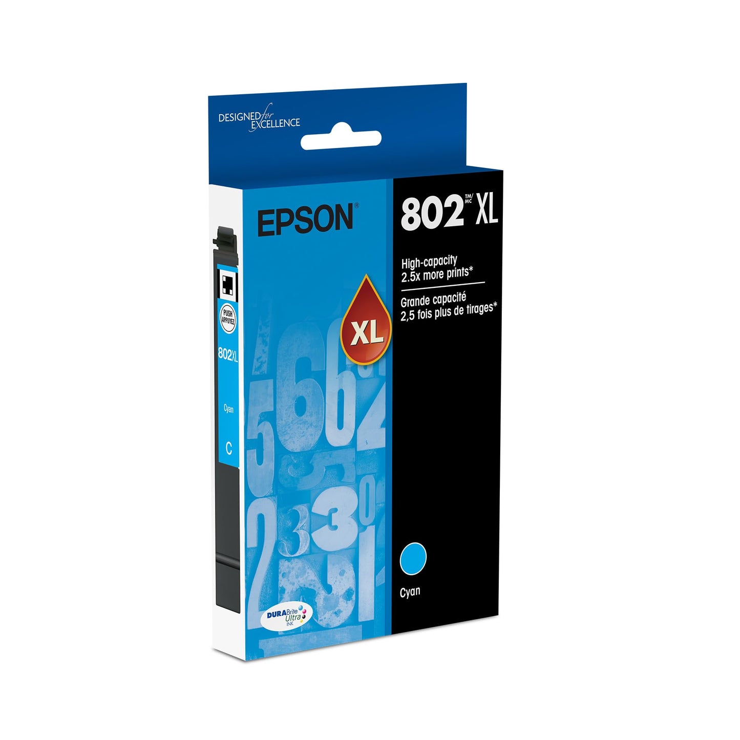 EPSON 802 DURABrite Ultra Ink High Capacity Cyan Cartridge (T802XL220-S) Works with WorkForce Pro WF-4720, 4730, 4734, 4740
