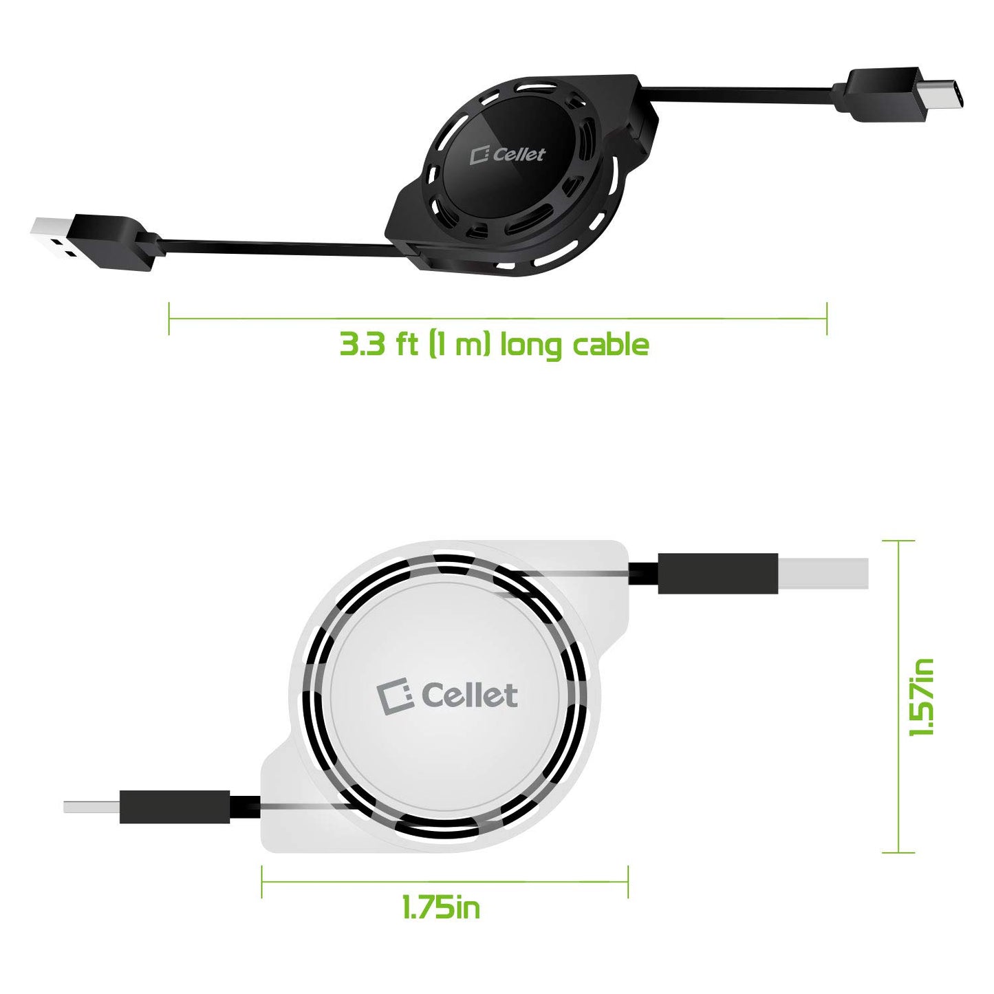 Retractable USB-C Charger Cable, Type-C 3 Feet Charging Cable Compatible to iPhone 15 Series, Samsung Galaxy Smartphones, Google Pixel, Moto iPad Pro