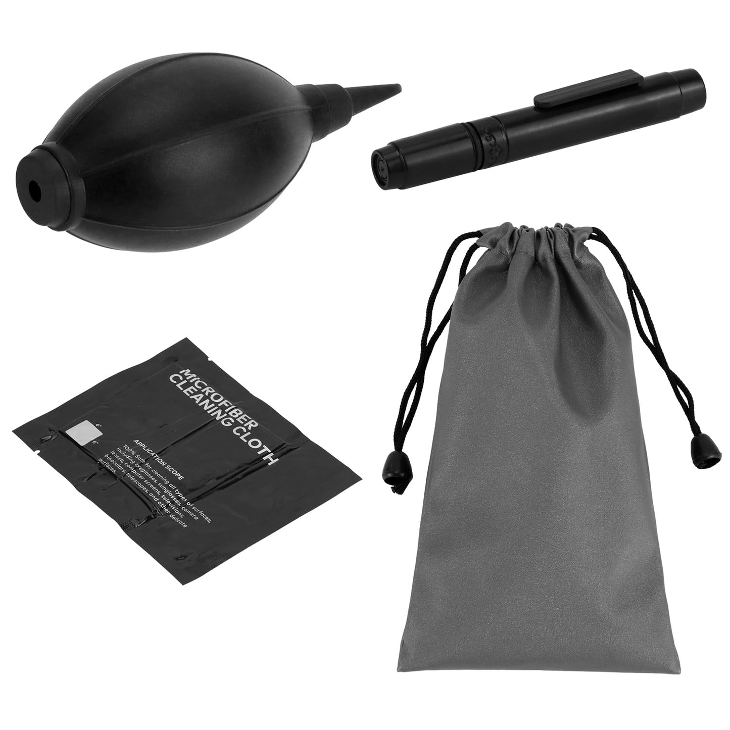 QWORK Camera Lens Cleaning Kit - 4-in-1 Includes Lens Cleaning Pen, Microfiber Cloths, Air Blower - Compatible with Sony, Nikon, Canon, DSLR Cameras