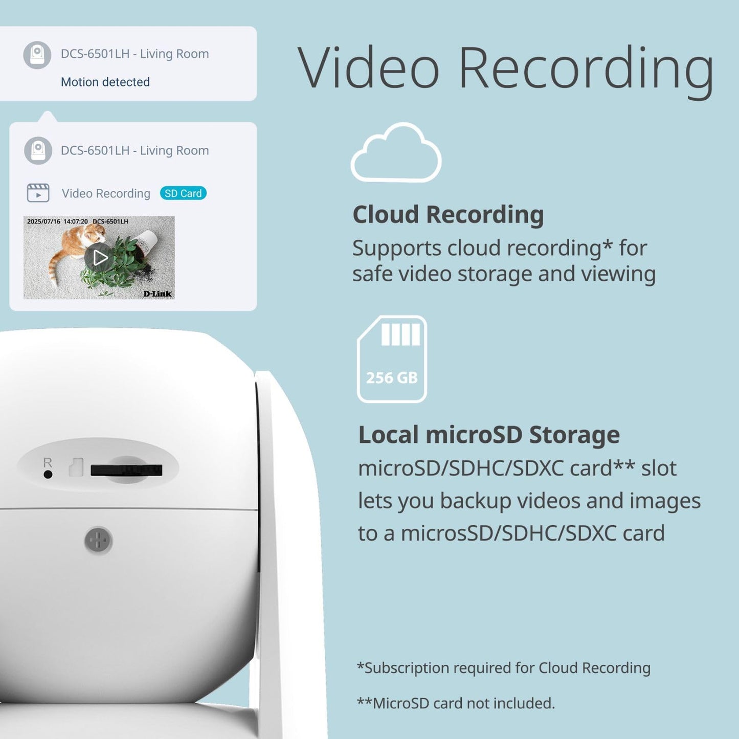 D-Link 2K Pan & Tilt Wi-Fi Camera w/ 360 Degree View, Full 2K 1296p Resolution, Sound & Motion Detection, 2-Way Audio, Cloud & Local Recording, Night