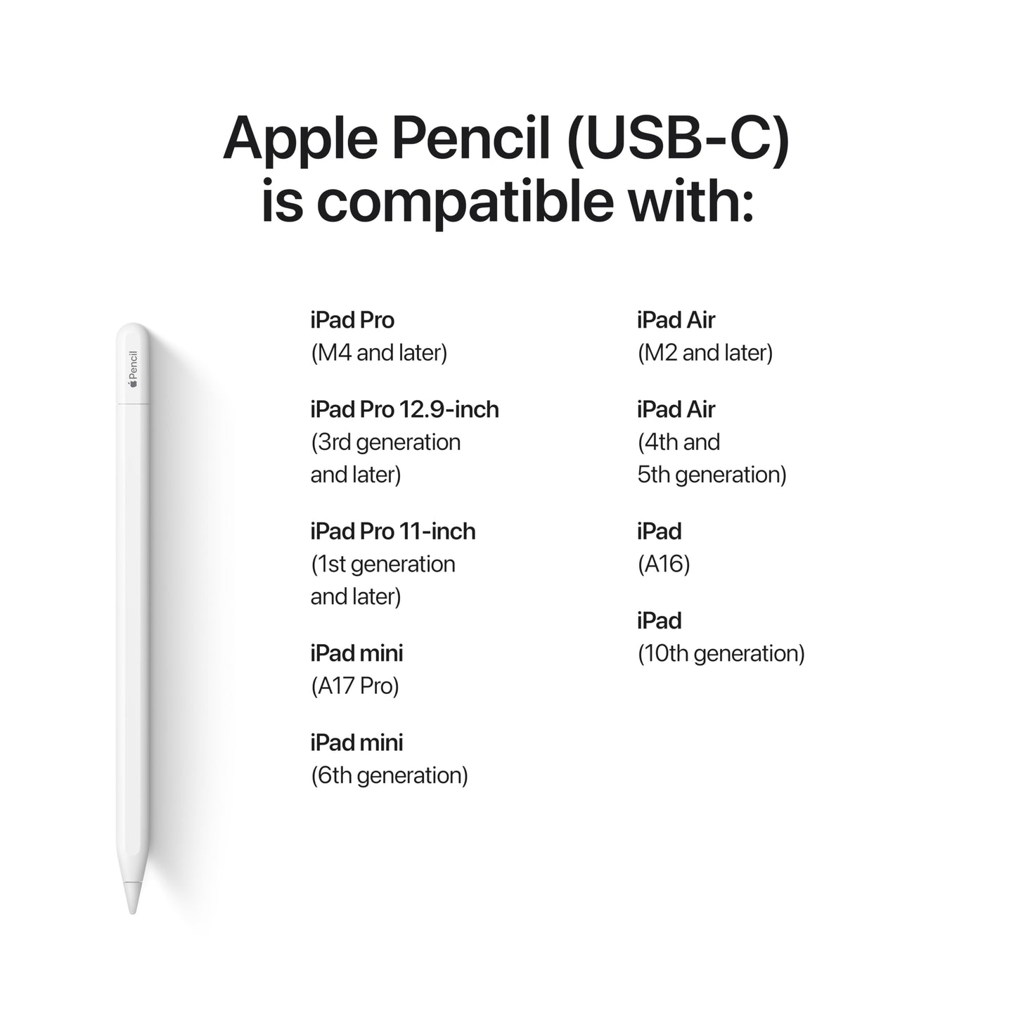 Apple Pencil (USB-C): Device Compatibility Check Required - Pixel-Perfect Precision, Tilt Sensitivity, Perfect for Note-Taking, Drawing, and Signing