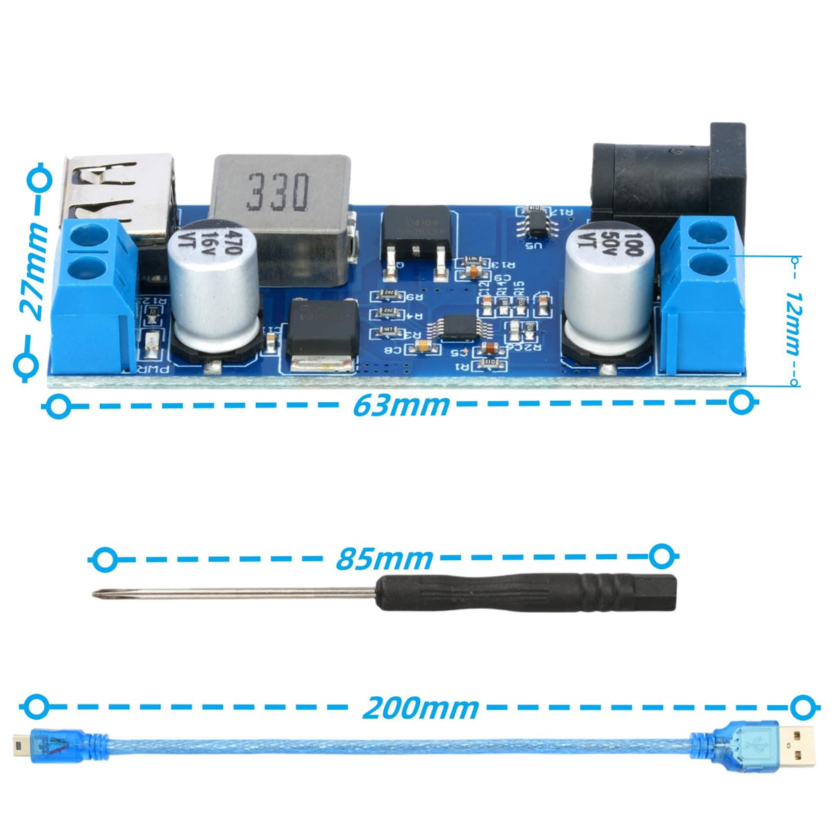 MTDELE 2Pcs 5V Buck Converter 5A DC 9V 12V 24V to DC 5V 9-36V to USB 5V Transformer Dual Output Voltage Regulator Board Module