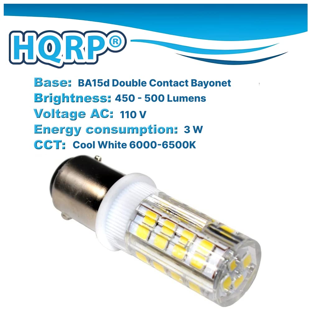 HQRP 2-Pack Sewing Machine LED Light Bulb for Bernina 530 540 640 700 710 720 730 740 750 810 840 850 900 930 940 950 1000 1005 1010 1015