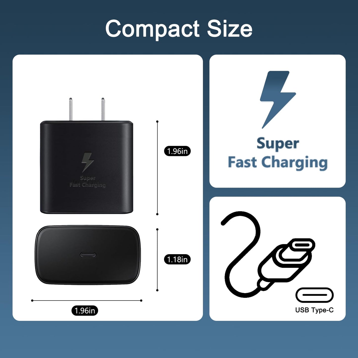 Skyvast 2-Pack 45W Type C Charger Super Fast Charging, Android Phone Wall Charger Block PD3.0 with 6ft USB C Cable for Sam Sung Galaxy S24
