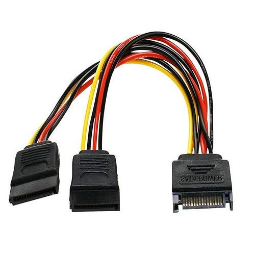 2 Pack Power Y Splitter Cable, 15 Pin SATA Male to Dual Female 7-Inch, Durable Adapter for SATA Hard Drives, SSDs, CD/DVD Drives
