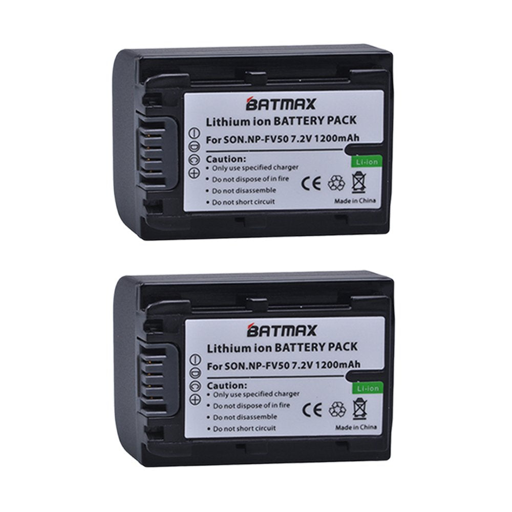 Batmax 2 Packs Battery + LCD Charger for Sony NP-FV30,NP-FV40,NP-FV50 Batteries;Sony FDR-AX53 HDR-CX230 HDR-CX220 CX330 CX380 CX455 CX900 CX430V TD30V