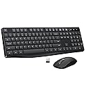 Wireless Keyboard and Mouse Combo, Lovaky 2.4G Full-Sized Ergonomic Keyboard Mouse, 3 DPI Adjustable Cordless USB Keyboard and Mouse, Quiet Click