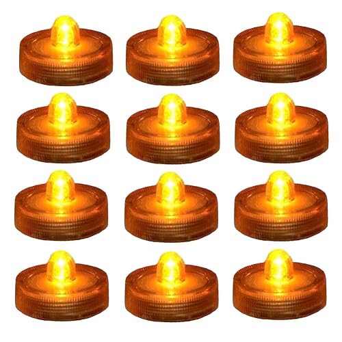 Zhiweikm Halloween Pumpkin Lights Decoration,LED Battery Flameless Tea Light, Submersible Tea Candle Waterproof Decorations Underwater Vase Light