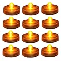 Zhiweikm Halloween Pumpkin Lights Decoration,LED Battery Flameless Tea Light, Submersible Tea Candle Waterproof Decorations Underwater Vase Light