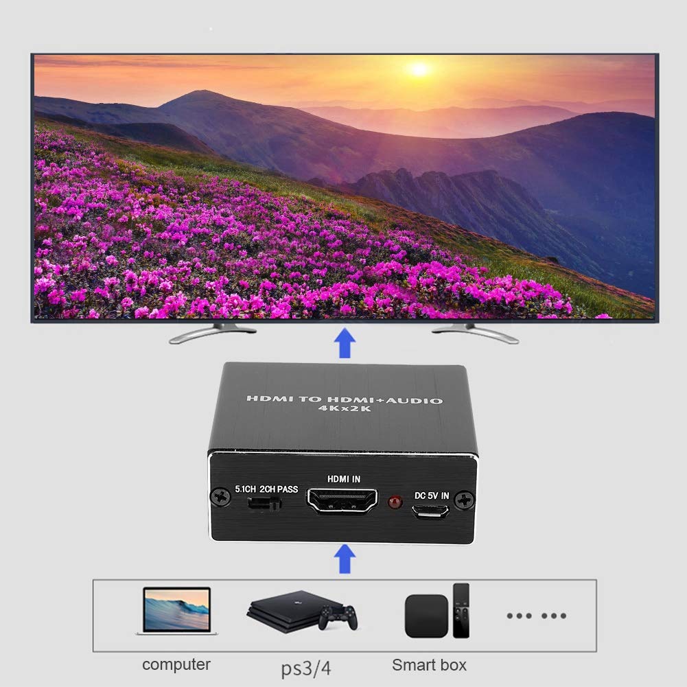 Dioche Analog to Digital Audio Converter, 4K x 2K 1.4 Audio Extractor 5.1 Sound Channel Optical Fiber Converter Adapter for DVD Player/Amplifier