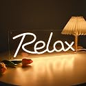 Britrio Relax Neon Sign Light Bedroom Wall Decor Kids Room Night Light Man Cave Game Room Office Party Backdrop Sign Boys Girls Christmas Birthday