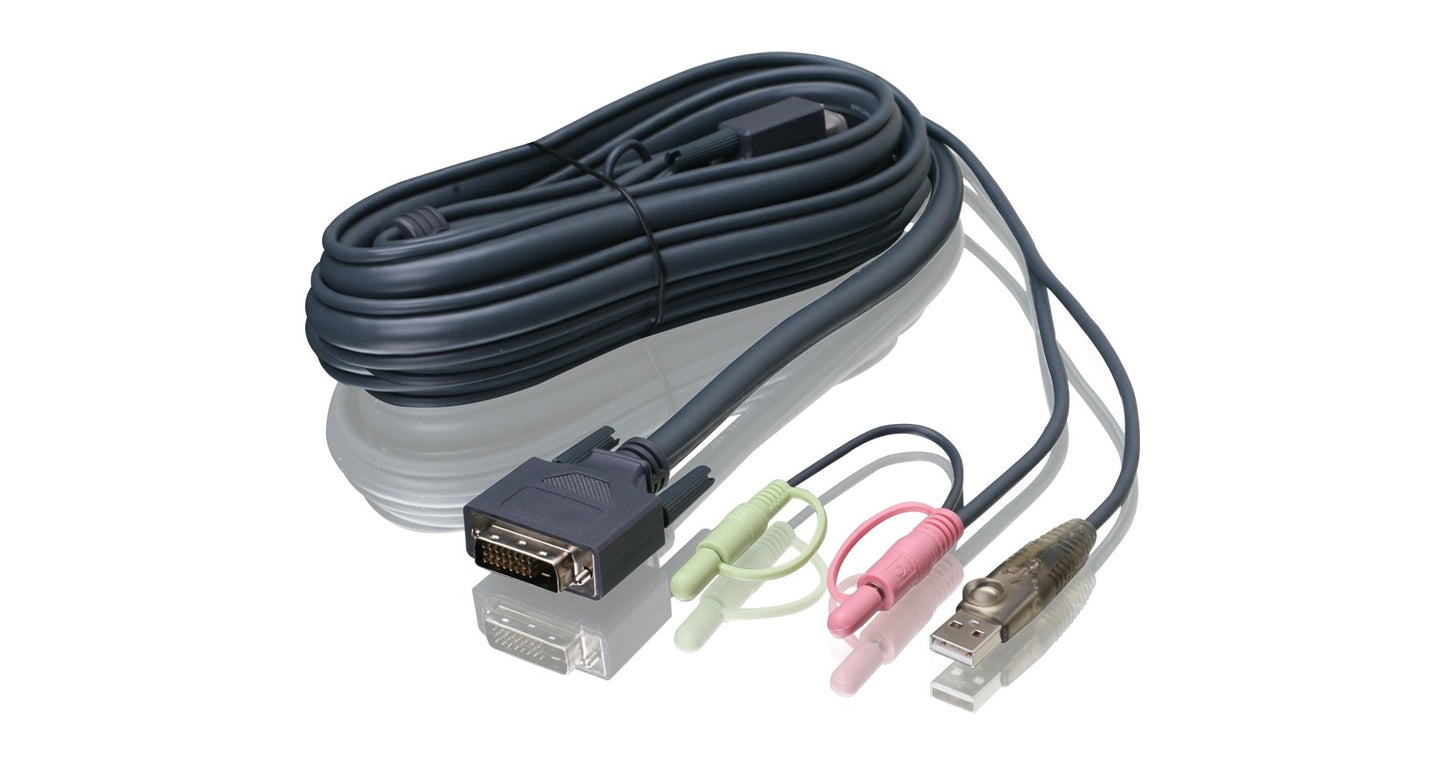 IOGEAR Dual-Link 10 Foot DVI KVM Cable with USB and Audio/Mic, TAA Compliant, G2L7D03UDTAA