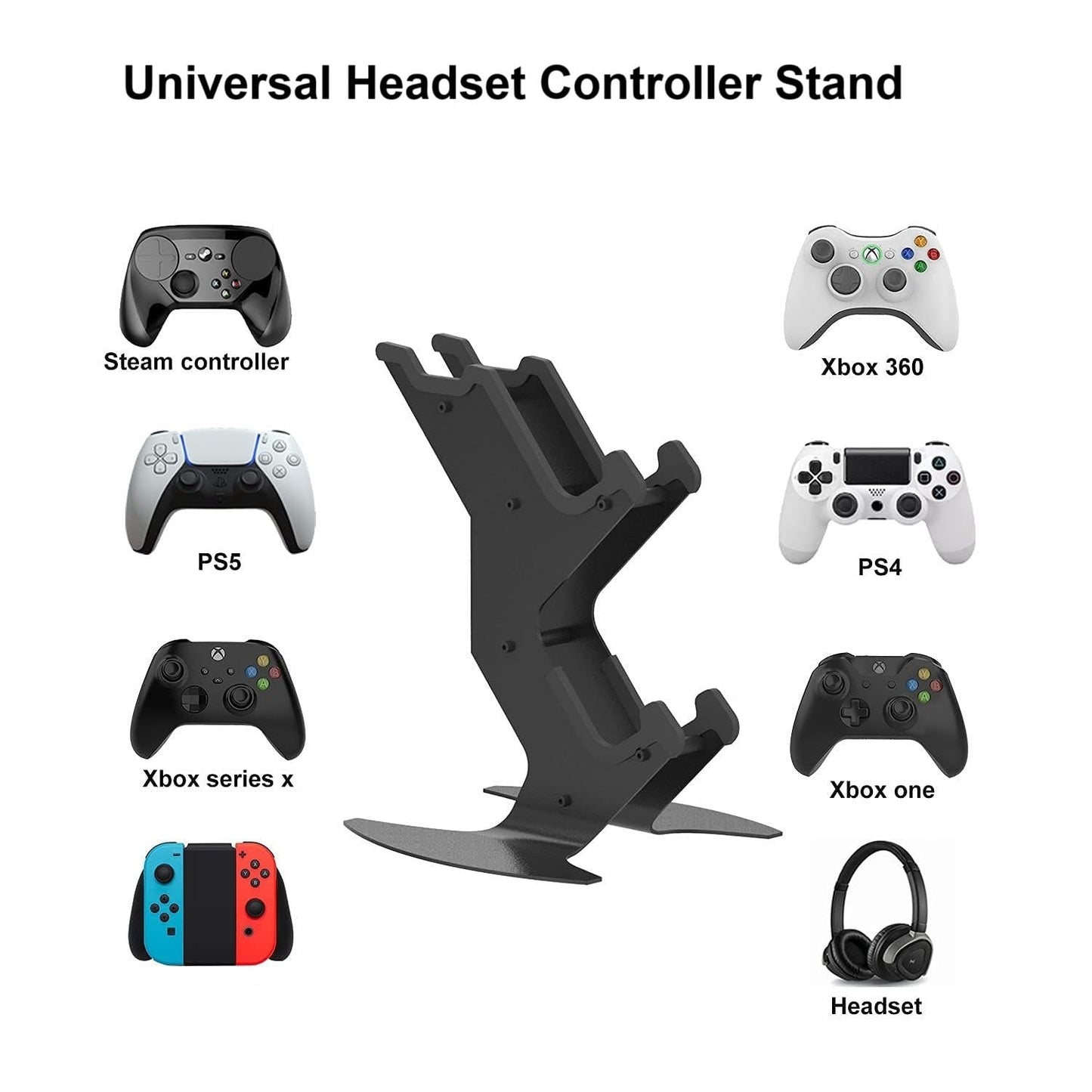 NBCP Controller Holder, Game Controller Rack Headset Stand for Xbox Series X S/Xbox one / PS5 / PS4 / NS/PC/Headset, Aluminum Metal Mount Universal