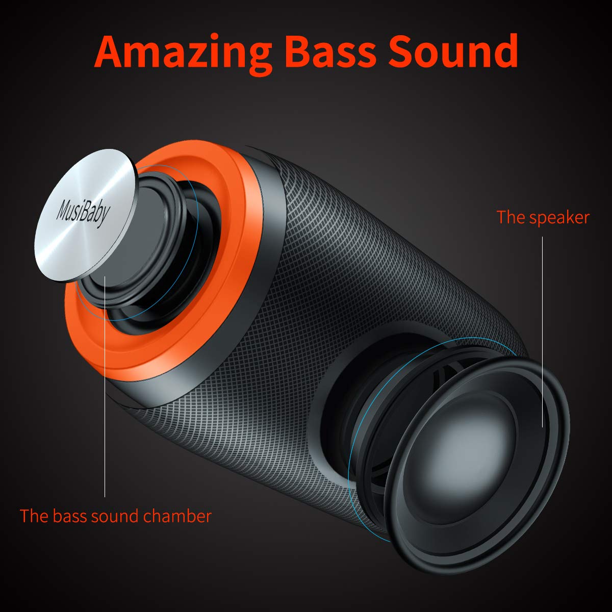 Musibaby Bluetooth Speaker, Speakers Bluetooth Wireless,Waterproof,Outdoor,Portable Speaker with Stereo Sound,Booming Bass,Dual Pairing,Bluetooth