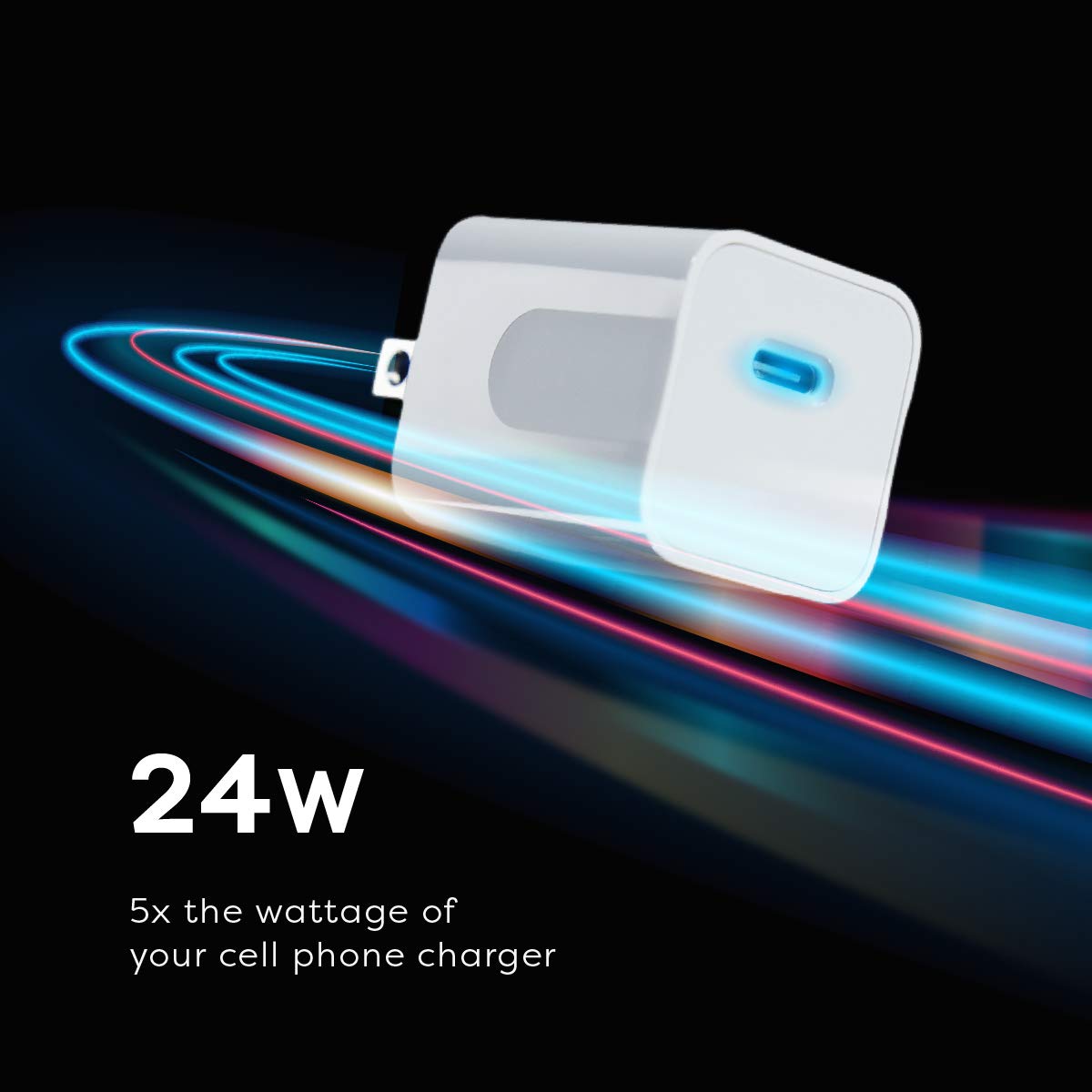 PQI 24W USB C Wall Charger - 24 Watt Type C PD Fast Charging Power Adapter Plug - Compatible with Apple iPhone 12 Pro Max, 11, and More