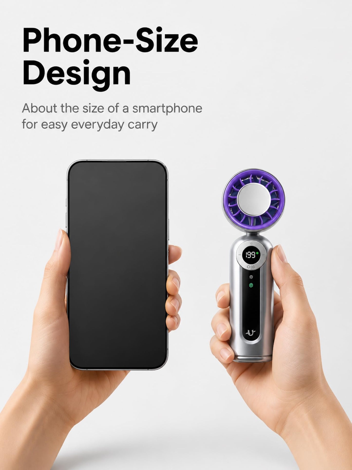 Rechargeable Handheld Fan with Cooling Plate, 199 Speeds and LED Display