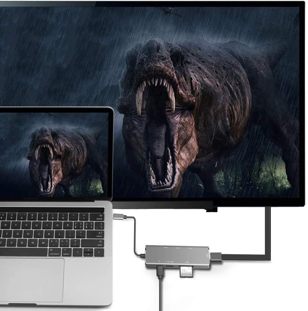 Docking Station-USB C to Dual HDMI Adapter-USB C Hub Dual HDMI Monitors for Windows,USB C HDMI Adapter with 3 USB Ports,USB-C Data Port,SD/Micro Card
