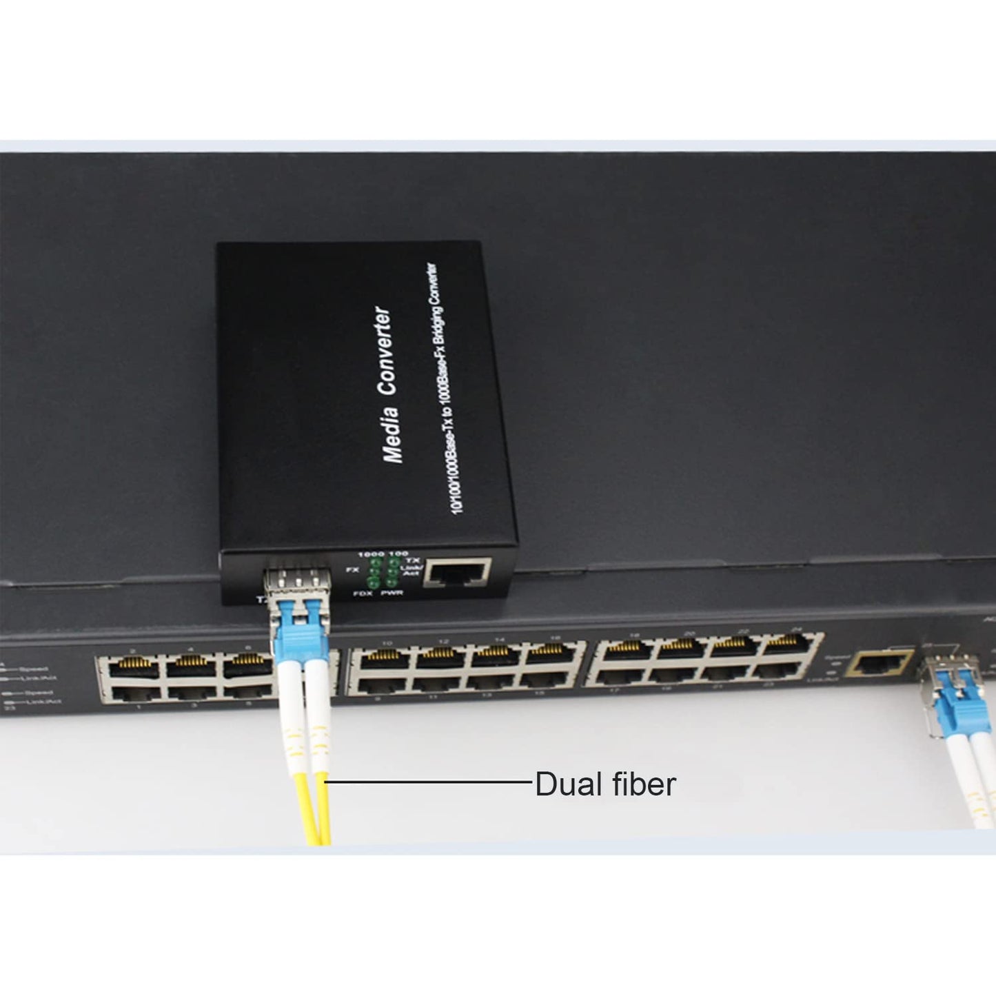 Multi-Mode LC Gigabit Fiber Media Converter - Include 2 SFP Transceiver 2Km, Wavelenth 1310nm, LC to UTP Cat5e 10/100/1000 RJ-45 -Gigabit Ethernet