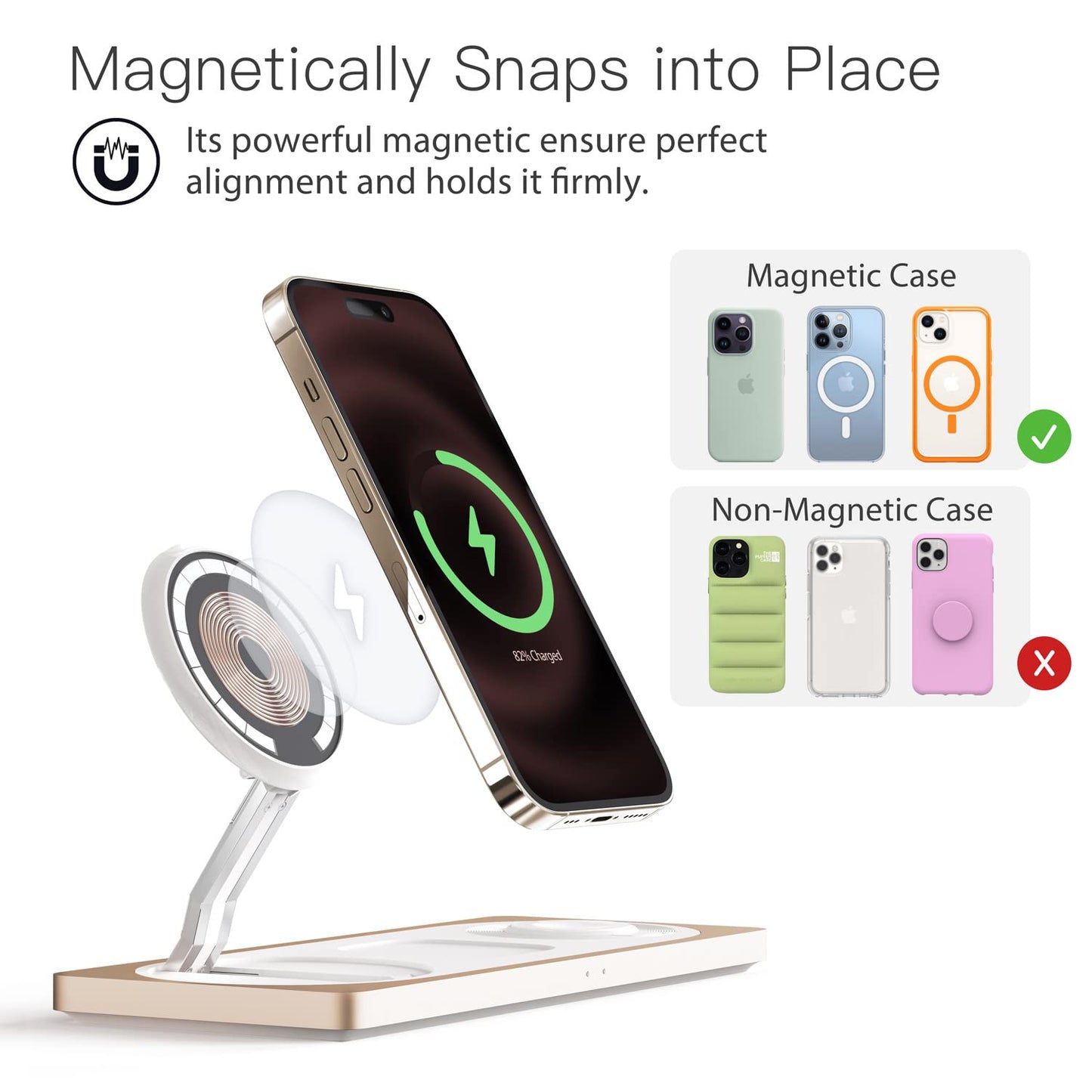 PETINO 3 in 1 Wireless Charging Station for Apple Devices with MagSafe