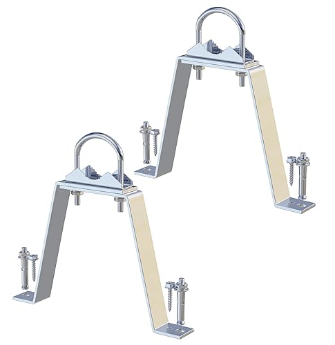 MOOKEERF 2 PCS Antenna Wall Mount with U-Bolts for 1"-2" OD Poles, Stainless Steel Double Antenna Mast Clamp Heavy Duty Mounting Kit for Antenna