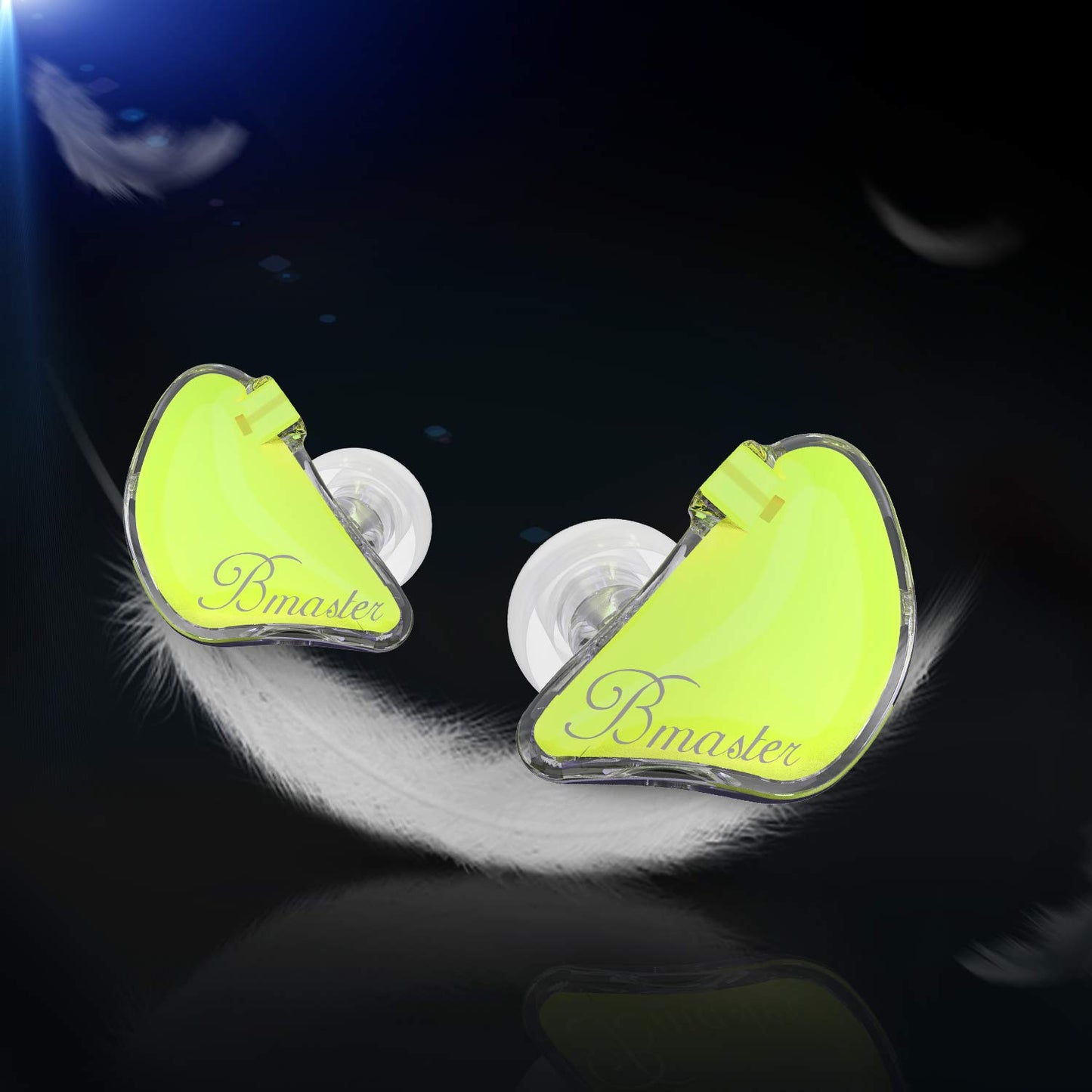 BASN Bmaster Noise Isolating in Ear Monitor Earphones, 1BA+2DD Hybrid Balanced Armature Driver IEM Headphones with Two Detachable MMCX Cables (Yellow)
