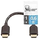 valonic Short HDMI Cable - 0.6 ft, 4k, high Speed, Ultra HD, ethernet - Compatible with Nintendo, PS5, TV, PS4, Xbox, Black, Small, Thin