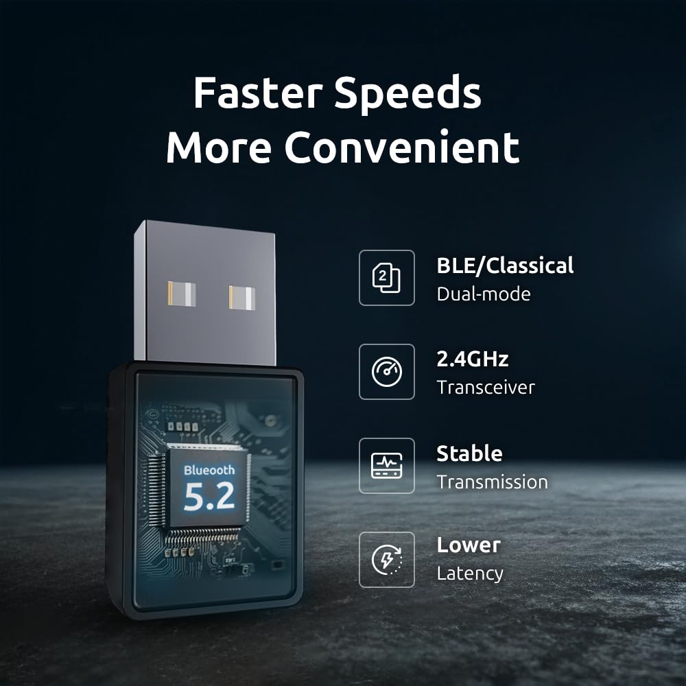 Feasycom FSC-BP101Y Classical/BLE BT5.2 Dual-Mode Dongle 2.4GHz Transceiver Mini Windows USB Bluetooth Adapter