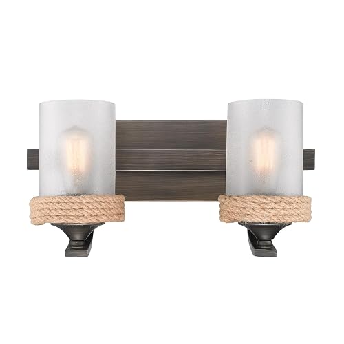 Golden Lighting 1048-BA2 GMT-CS Chatham Bath Fixture, Gunmetal Bronze, 2 Lights