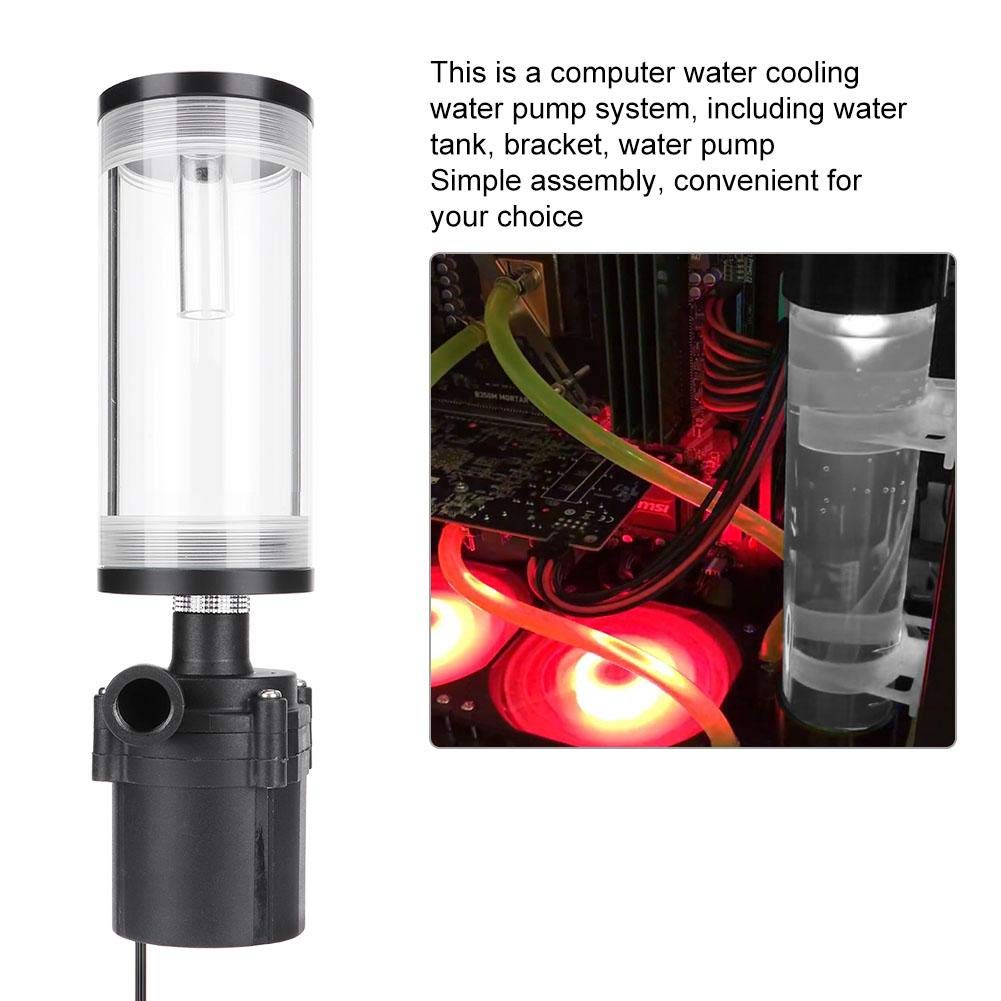 Water Cooling with Pump, G1/4 19W SC600 Acrylic Computer DIY Water Cooling Cylinder Reservoir, Heat and Pump (110mm)