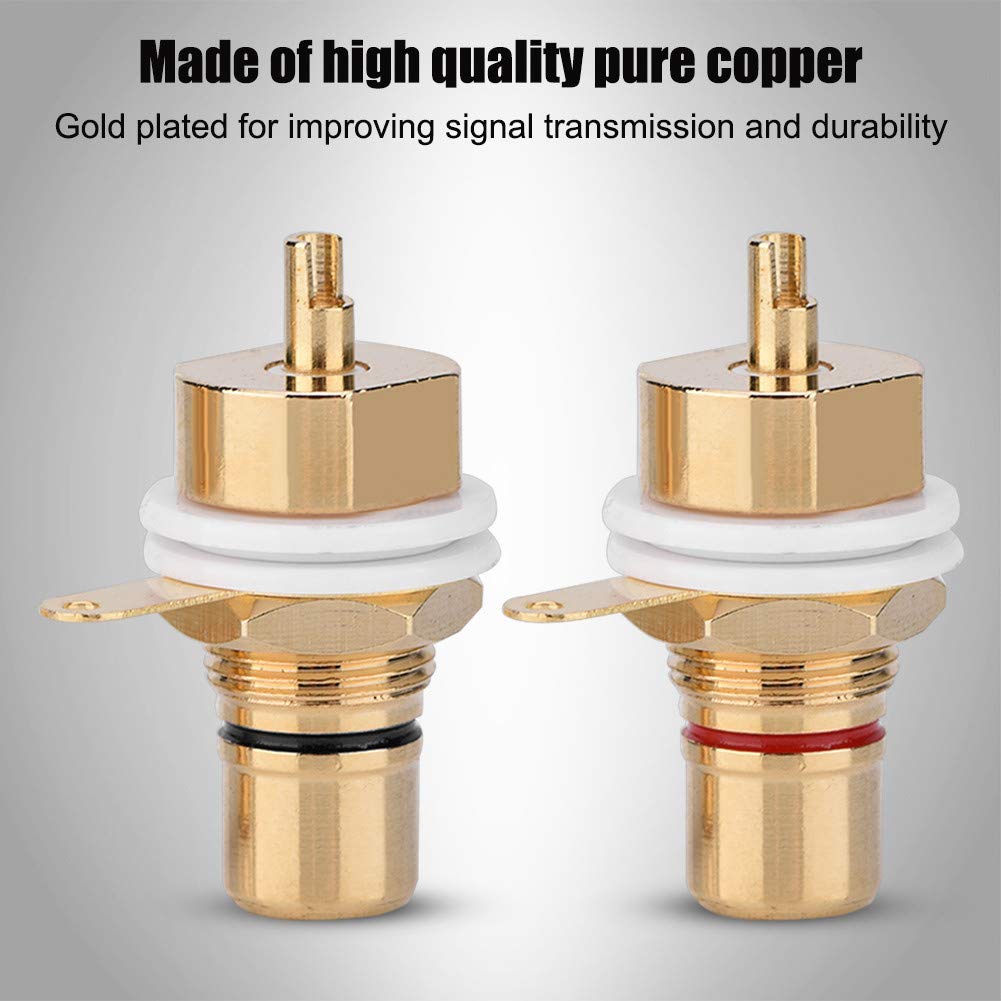 Female Jack Terminal Socket, Audio Connector Mount with Gold Plated Copper Terminal, Panel Mount Socket for Amplifiers Speaker