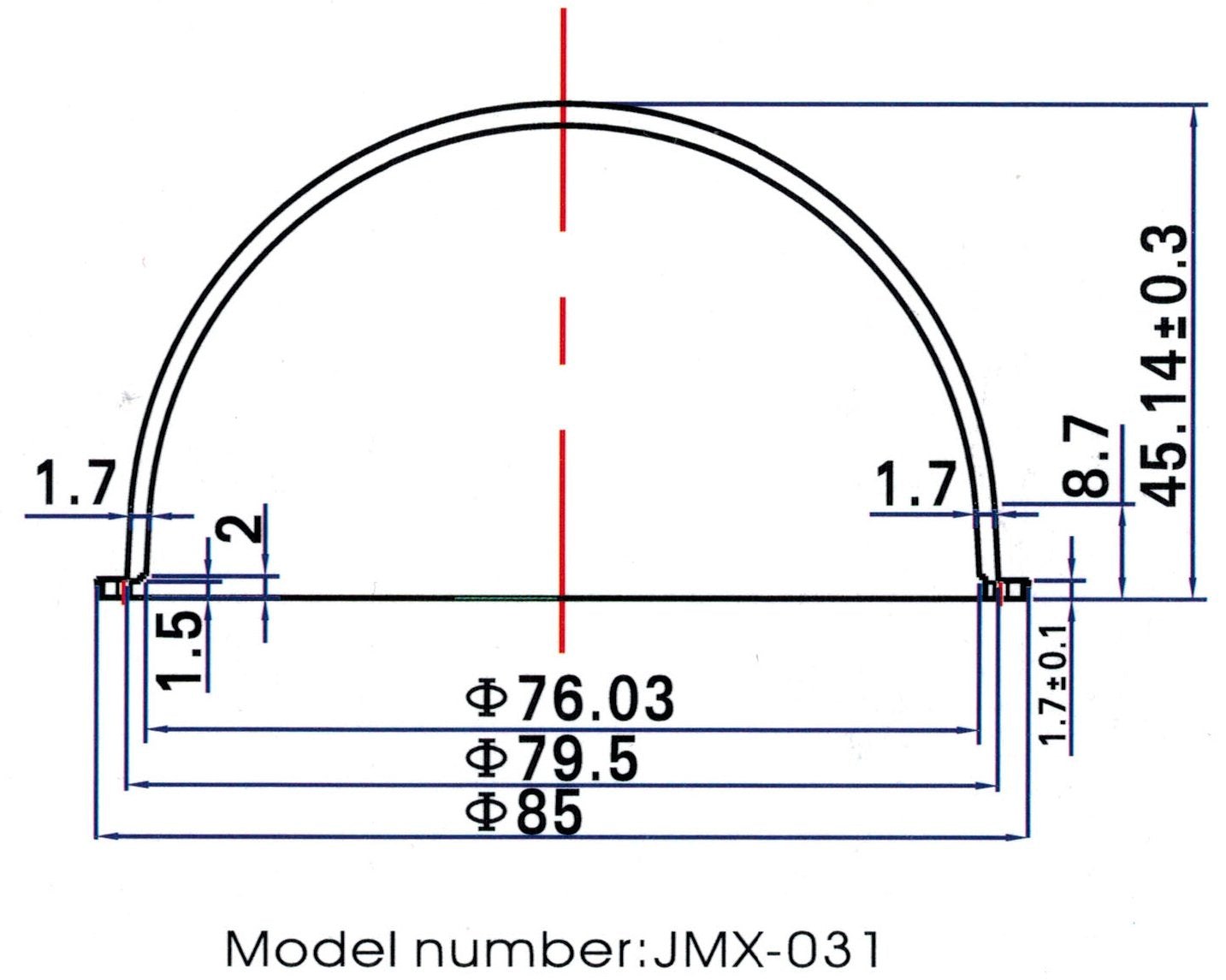 JMX 3.1 Inch Acrylic Indoor/Outdoor CCTV Clear Camera Dome Cover Security Camera Housing