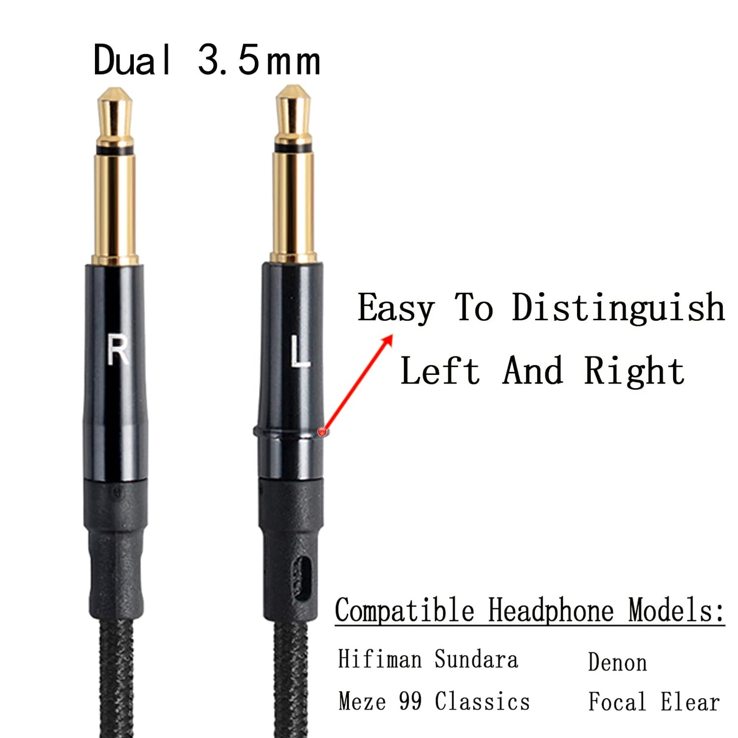 FAAEAL Balanced Cable Replacement for Hifiman Sundara HE4XX,HE400SE,Meze 99 Classics,Denon AH-D7200 Headphones,4.4mm to Dual 3.5mm Works on Sony…