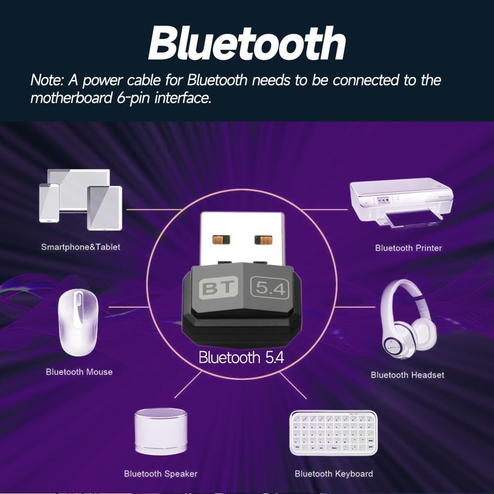 USB Bluetooth 5.4 Adapter Audio Dongle Adapter Mini USB Wireless Receiver/Transmitter for PC/Laptop Driver Free for Win10/11