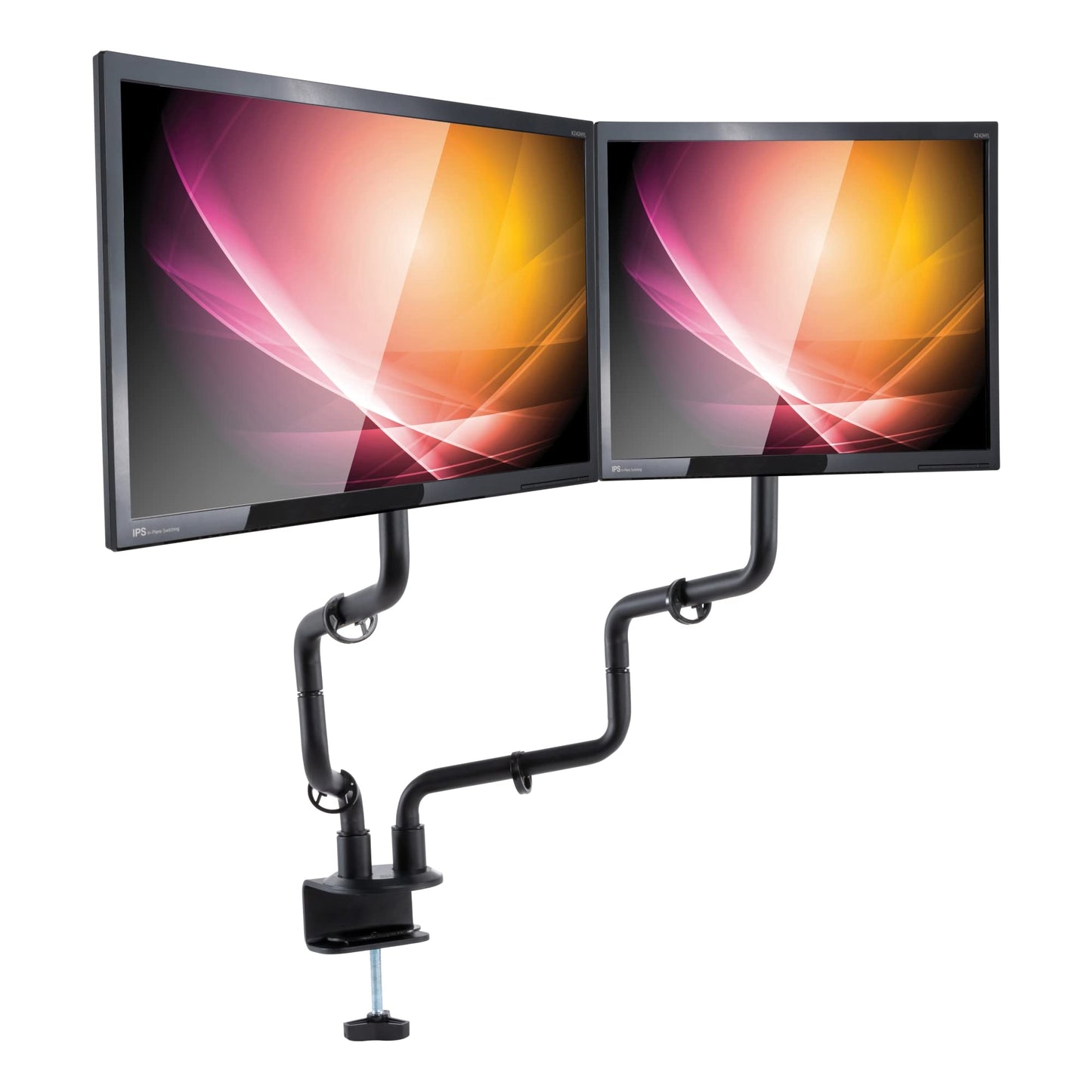 Allsop Dual Monitor Desk Mount Kit, Full Motion arms with Clamp On Mounting Base, Holds Two Computer Screens