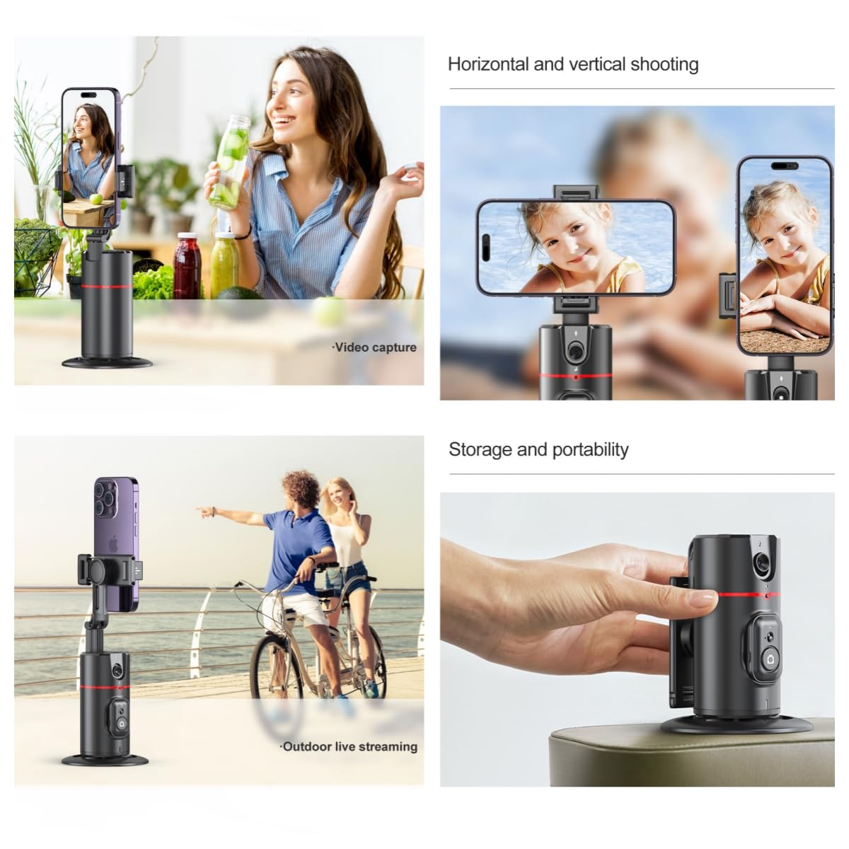 Auto Face Tracking Tripod Remote Control,Smart Tracking Phone Holder,360° Rotation Face Body Phone Camera Mount Gesture Control with Tripod Stand