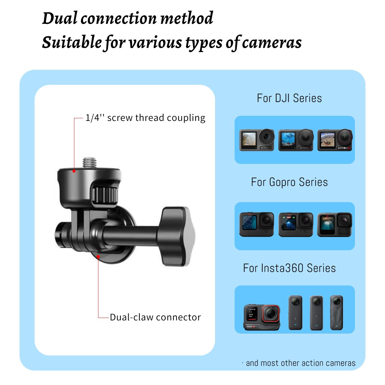 Neck Mount with Air Cushion for GoPro Hero 13/12/11/10/9, for Insta 360 X5/X4/Ace Pro 2, for DJI Nano Osmo 360/Action 6/5 Pro/4/3 Cameras Quick
