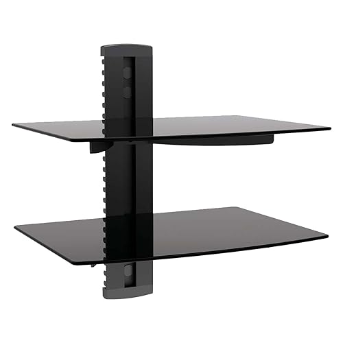 MegaMounts DVD302 Tempered Glass Double Shelf Wall Mount