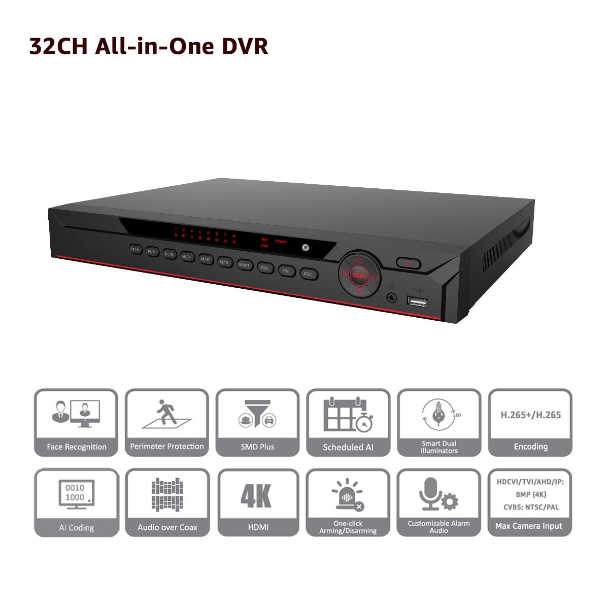 OEM for XVR5232AN-I3 32CH Pentabrid DVR NVR, 5M-N/1080P 1U 32 Channel Digital Video Recorder (HDD Not Included)