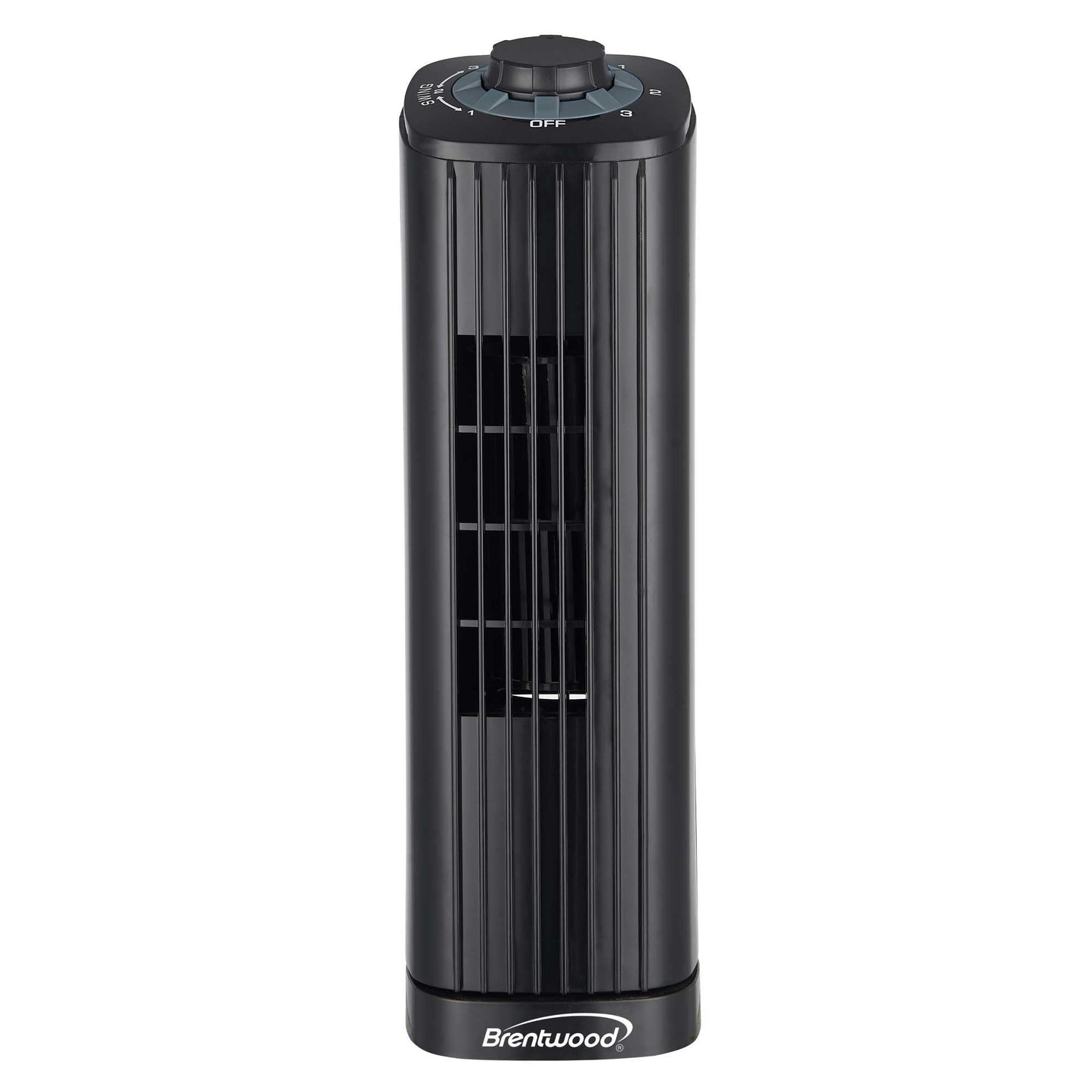Brentwood Portable 14-Inch Personal Tower Fan with 3 Quiet Speeds, 16 FT/S Velocity, 50° Oscillation, Carry Handle (Black)