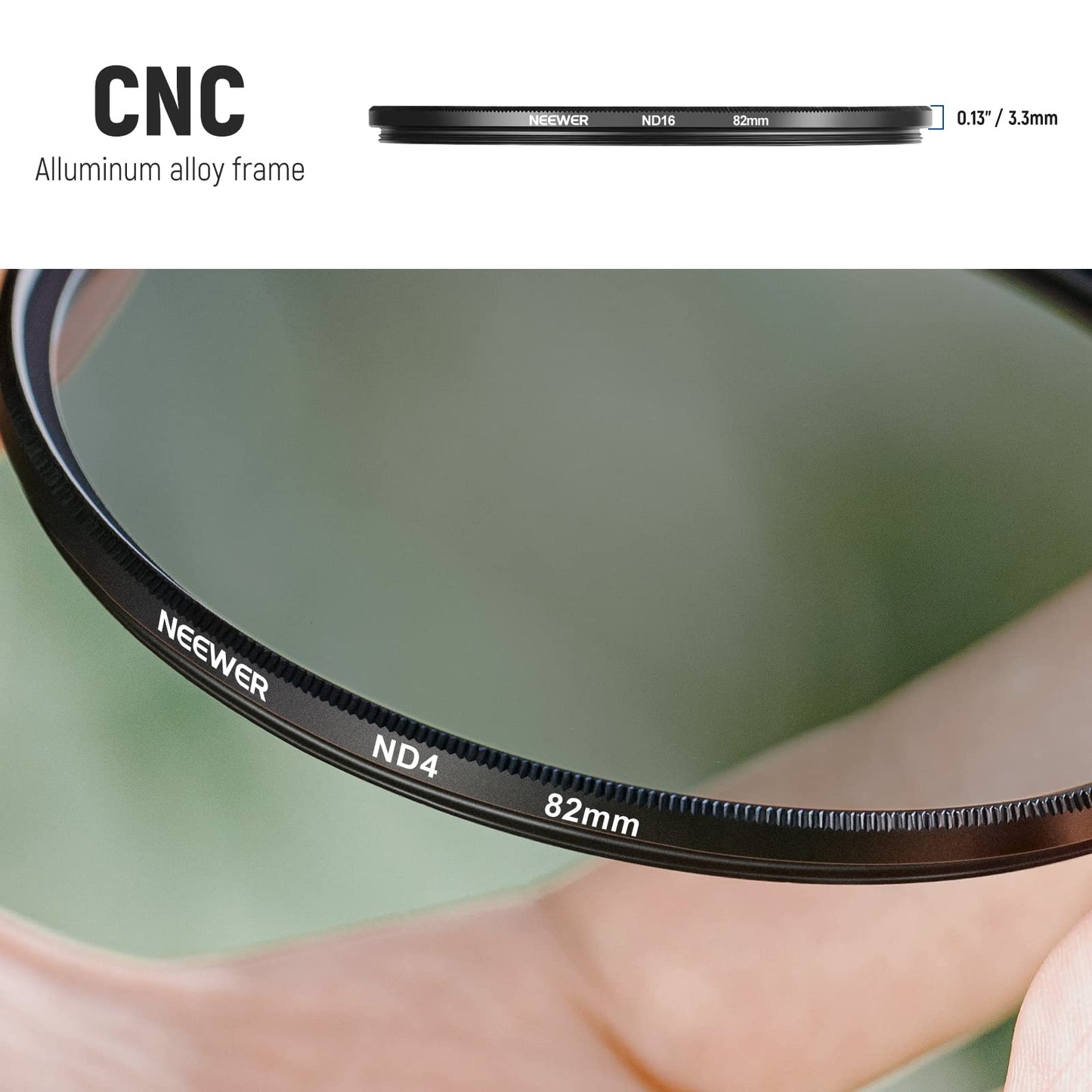 Neewer 82mm ND Lens Filter Kit: ND2 ND4 ND8 ND16, Lens Cleaning Pen, Neutral Density Filter Pouch and Accessories Kit Compatible with DSLR Cameras