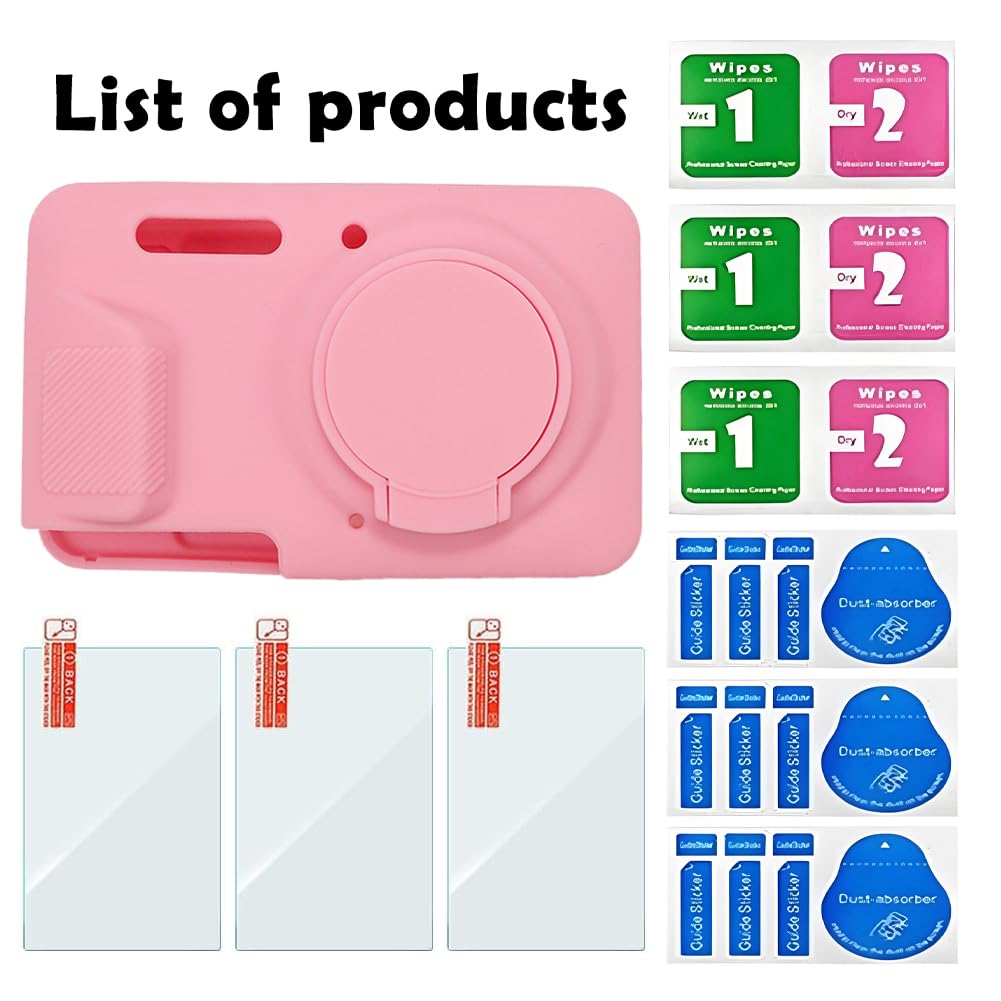 Screen Protector (3+1Pack) Compatible for Kodak PIXPRO FZ55 Digital Camera,Tempered Glass Film Anti-Scratch High Definition and Soft Silicone Case