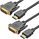 DVI to HDMI Cable,Bi-Directional 1080 DVI-D to HDMI Cable Male to Male, High-Speed Gold-Plated HDMI to DVI for Raspberry Pi, Roku, X-Box One, PS3/4/5