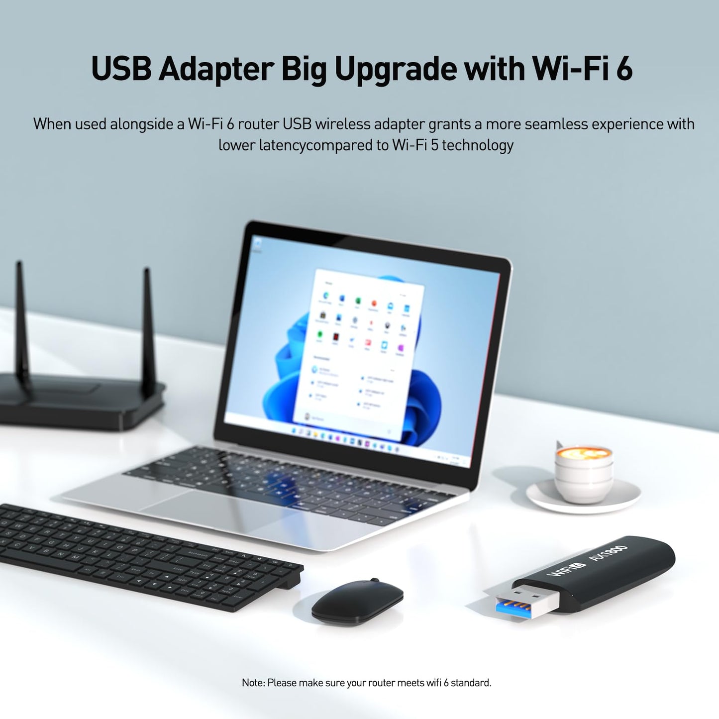 VF-Bivine AX1800 USB3.0 WiFi 6 Adapter for Desktop PC, The Wireless Network Transceiver Adapter for Desktop PC with 2.4G/5G Dual-Band, OFDMA, MU-MIMO