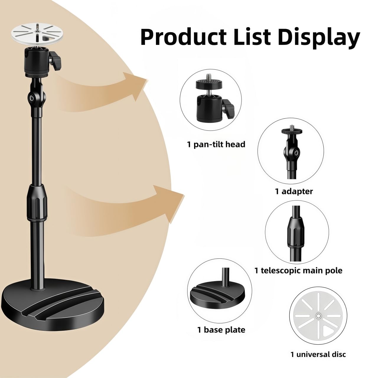 SamIdea Black No Drill Telescoping CCTV Security Camera Mount Bracket, Indoor Cameras Stand for Surveillance IP Camera,Arlo, Arlo Pro, Arlo Pro 2